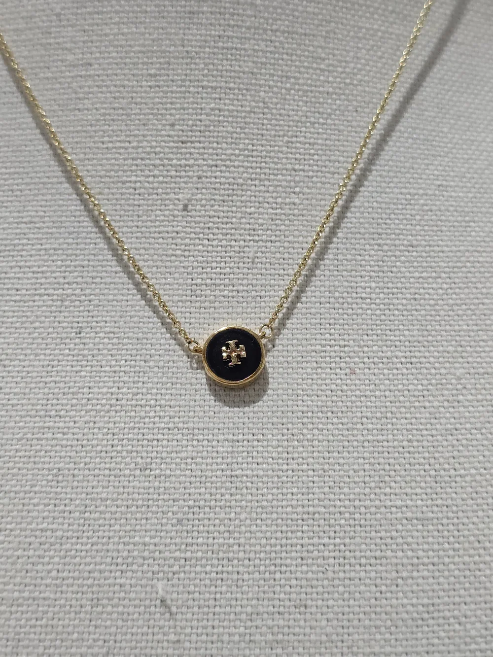 Tory Burch Logo Necklace Gold Black